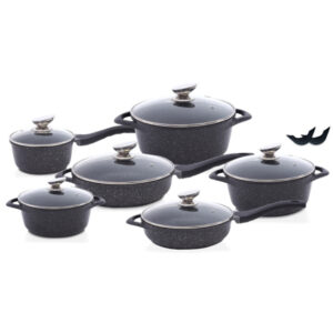 Set de vase de gătit  aluminiu 14 bucăți, negru