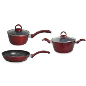 Set de vase de gătit din  aluminiu 5 bucăți, roșu