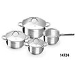 Set de vase de gătit din oțel inoxidabil, 7 piese, cu capace de sticlă